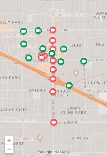 Uptown Albuquerque Community Connect Safety Camera Locations