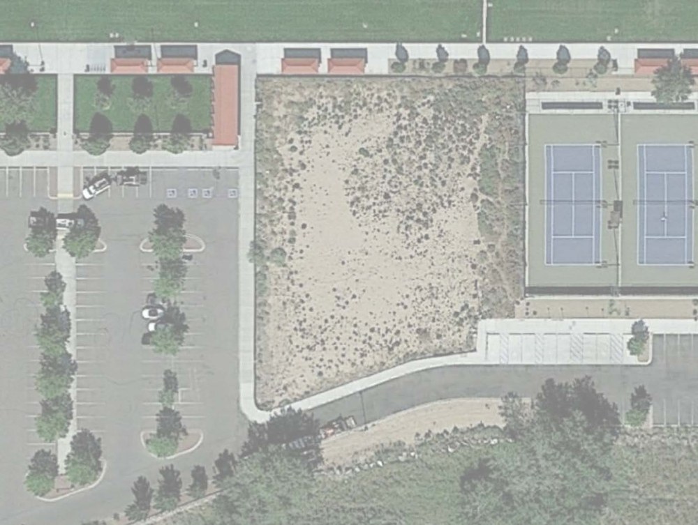 Schematic aerial photo depicting site of new pickleball court and facilities