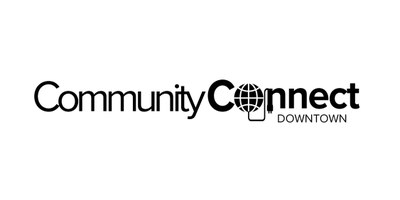 Community Connect Downtown Logo Central Ave with a temporary park and seating area installed