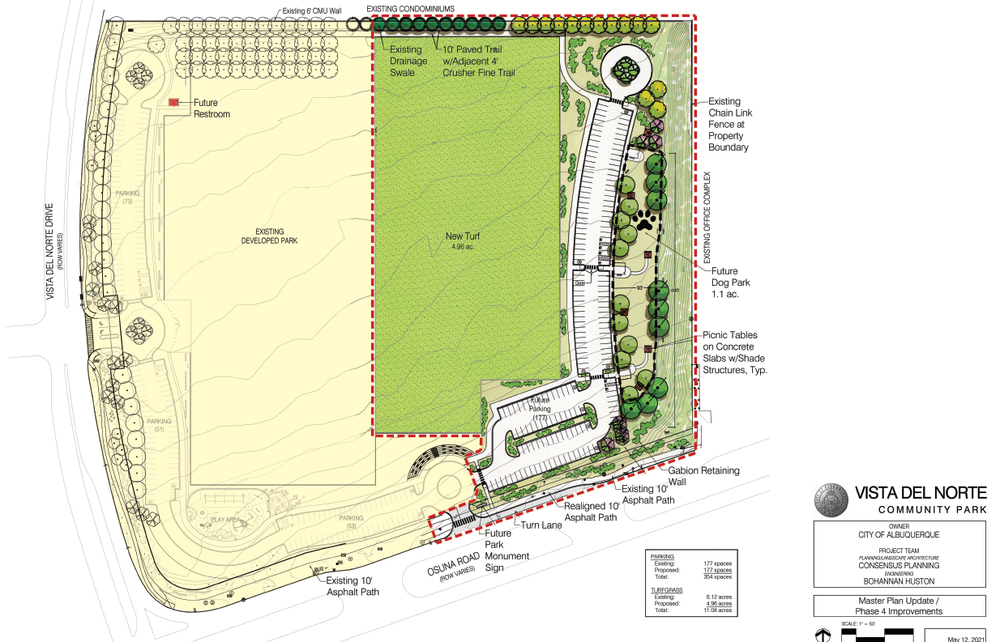 A Map of Vista Del Norte Park with potential improvements.